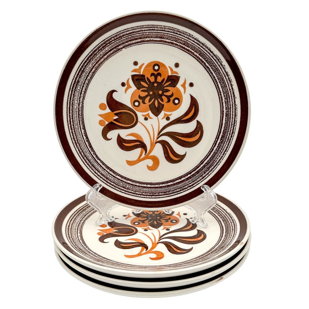 American Ironstone Starfire Dinner Plates Set of Four Retro 70s Vintage